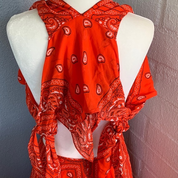 Dion Lee Bandana Knot Set Orange Red Handkerchief Dress sz 2 - Picture 5 of 11
